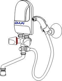 Calentador de agua Dafi con un blanco conjunto higiénico espiral