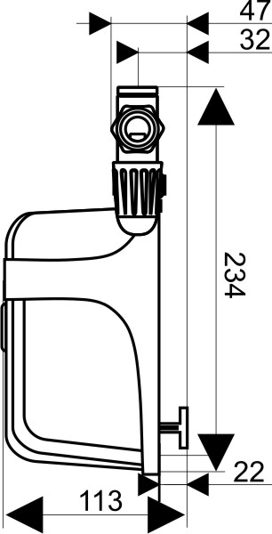 Dimensiones del calentador de agua Dafi para lavabo - lateral