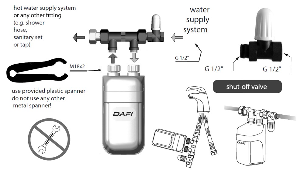 Dafi water heater in line model manual