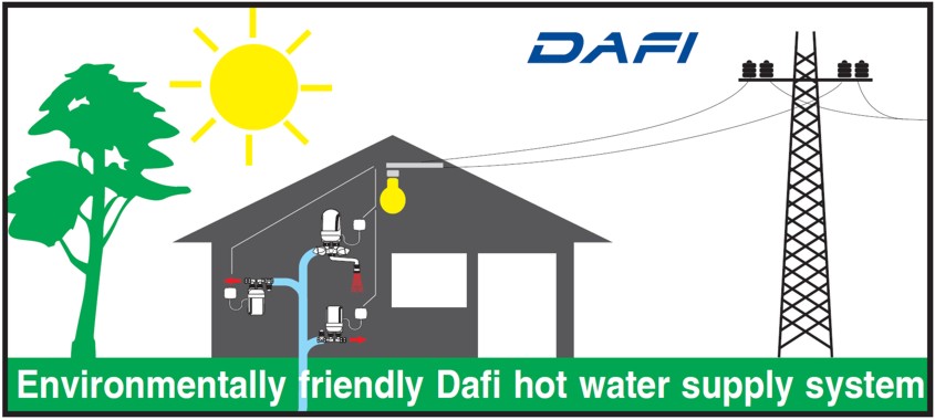 Ecologico sistema di approvvigionamento di acqua calda Dafi