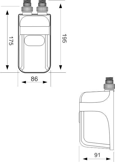 Dimensiones calentador de agua DAFI de 4,5 kW 230 V (monofasico) sin bateria (solamente el elemento de calefaccion)